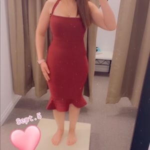 Burgundy Halter neck dress